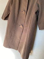 Vintage 1950s Peau De Faille Fur Collared Long Pea Coat Jacket
