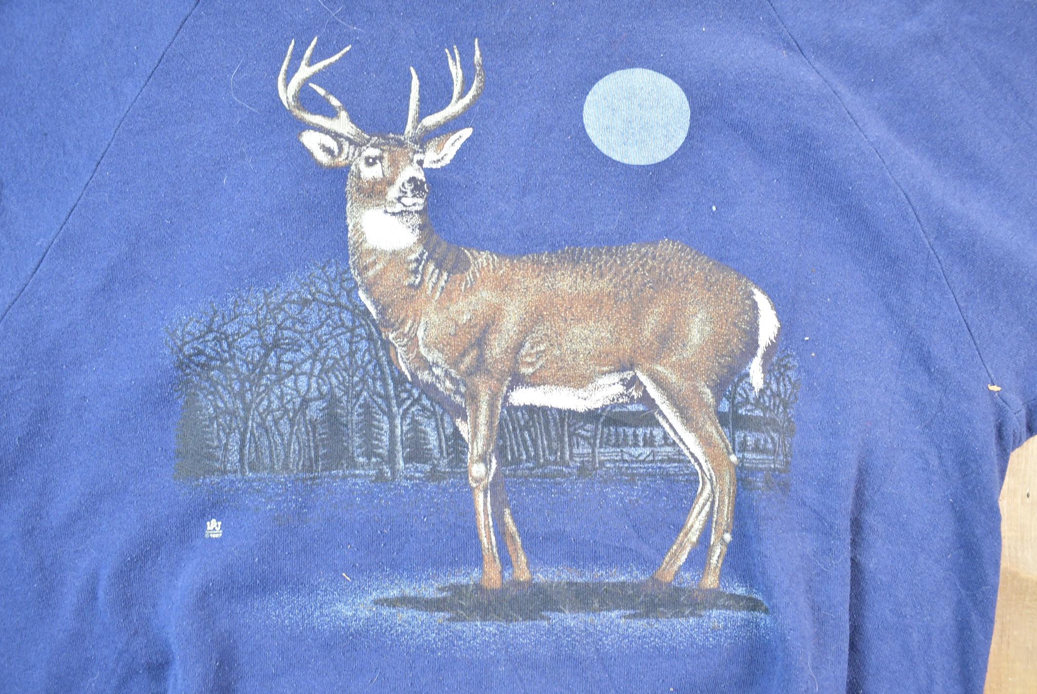 Vintage 1987 White Tail Deer Moon Logo Jerzeez Crewneck