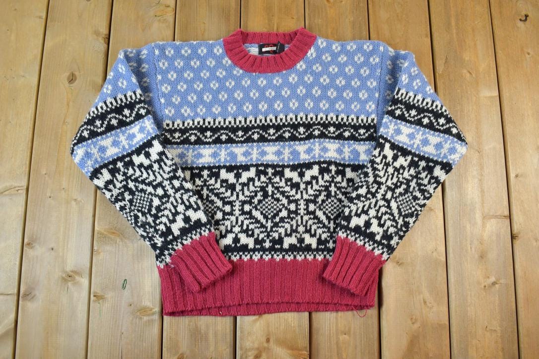 Vintage 1990s Ski Gear Knit Crewneck Sweater