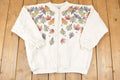 Vintage 1990s Artisans Fall AOP Graphic Print Button Up Crewneck Sweatshirt Women's XL