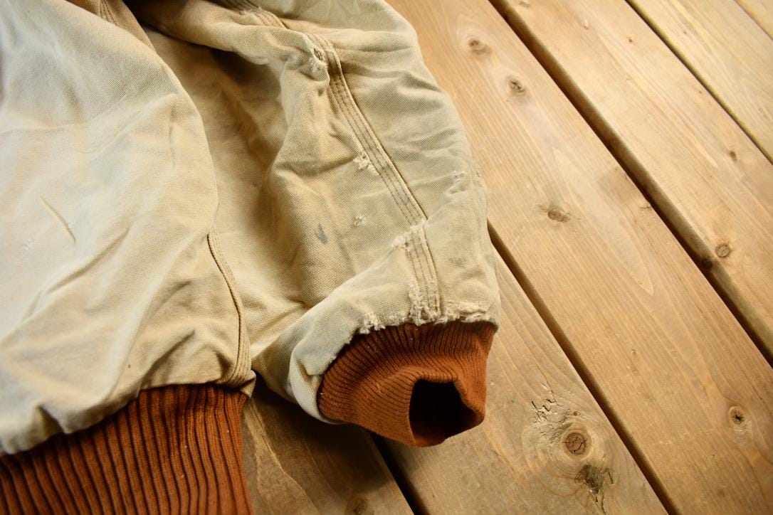 Vintage 1990s Distressed Carhartt Beige Active Jac Jacket Size XL-XXL  Distressed  Beige  Vintage Workwear