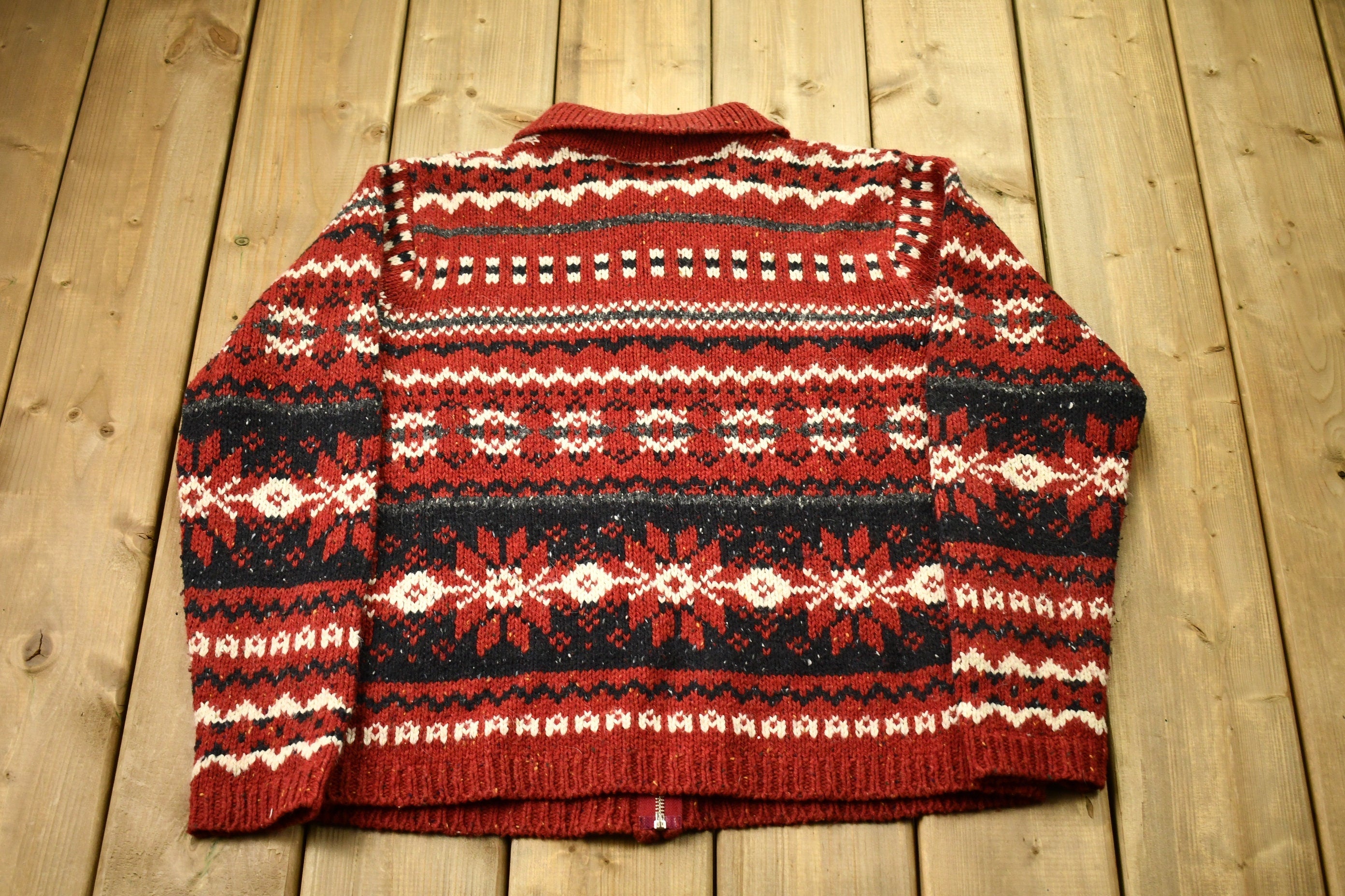 Vintage 1980s Croft & Barrow Full Zip Wool Sweater