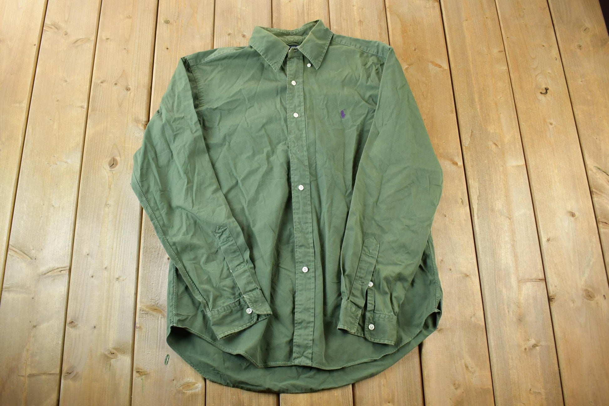 Vintage 90s Ralph Lauren Olive Button Up Shirt