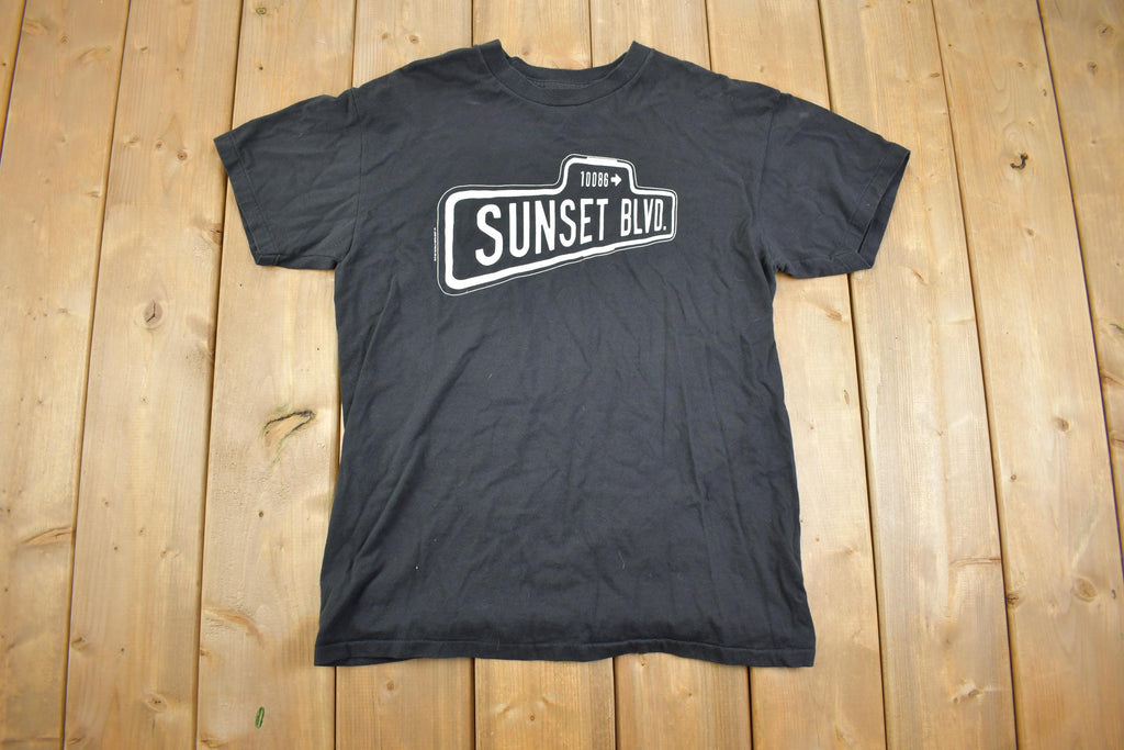 Vintage 1992 Sunset Boulevard Street Sign Graphic T Shirt California Made in USA