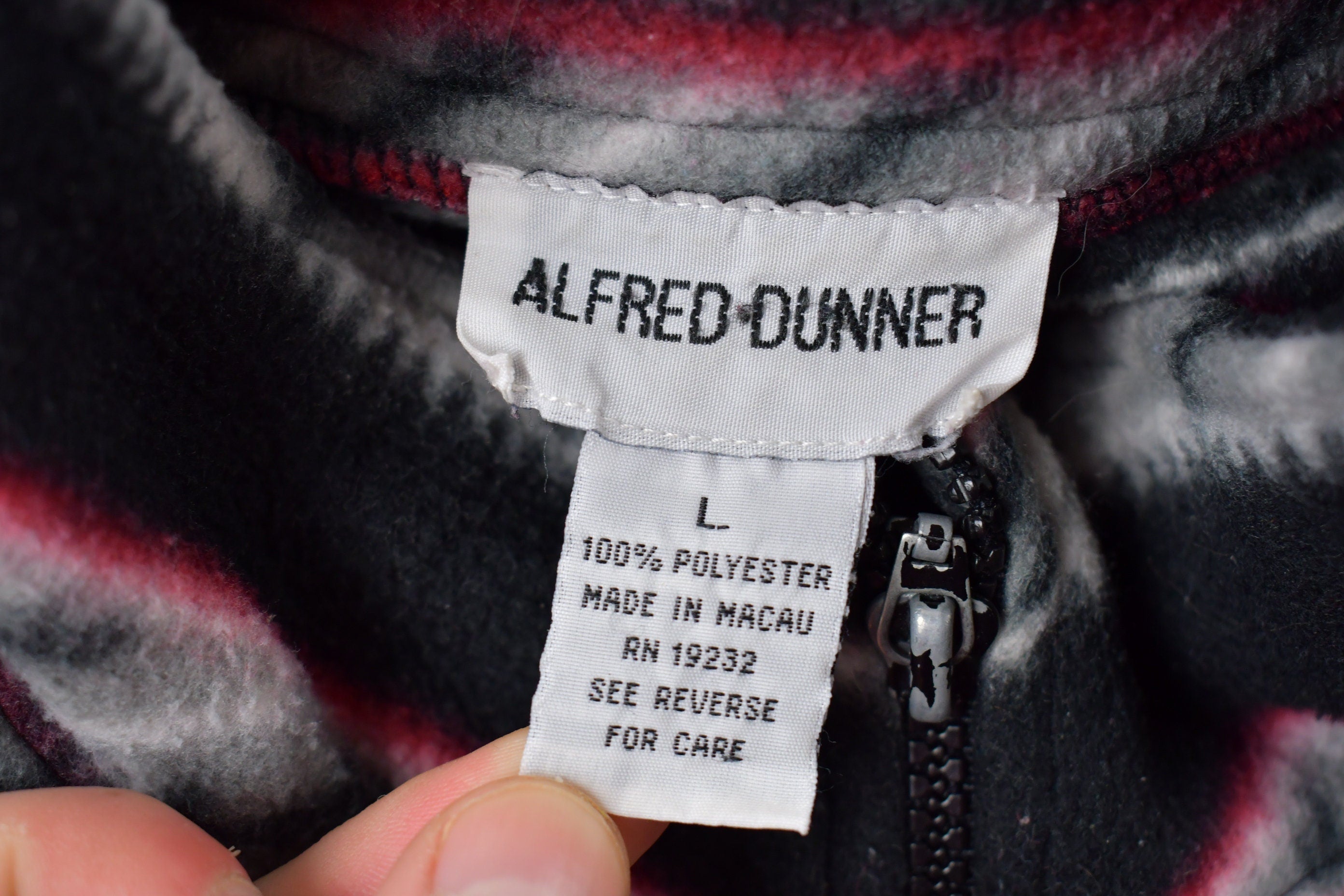 Vintage 1980s Alfred Dunner All Over Print Full Zip Fleece Sweater