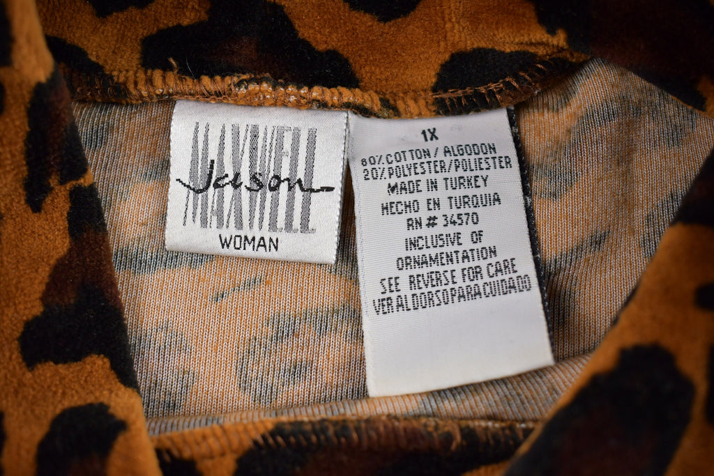 Vintage 1990s Leopard Print Turtleneck Crewneck