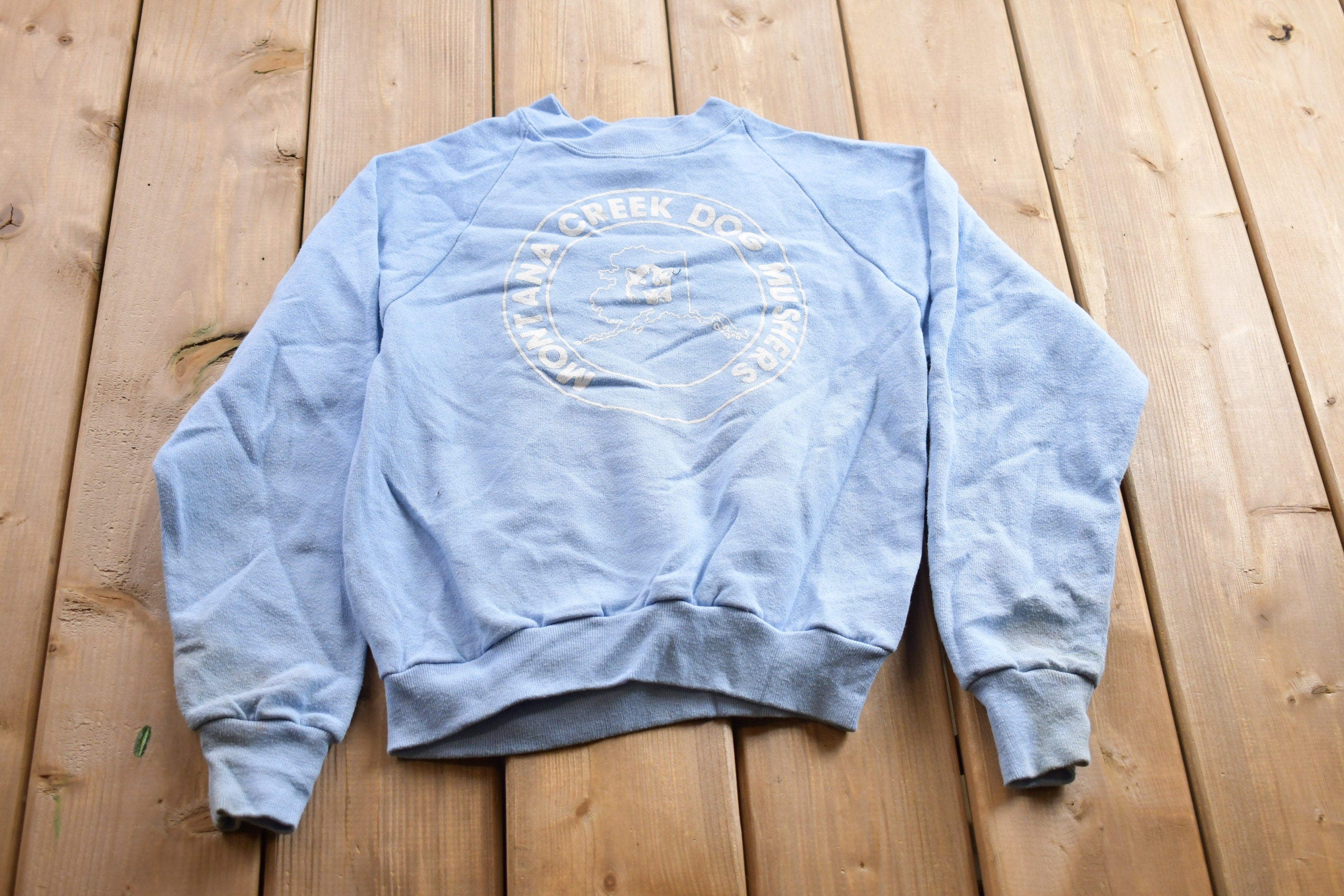 Vintage 1990s Montana Creek Dog Mushers Youth Crewneck Sweatshirt