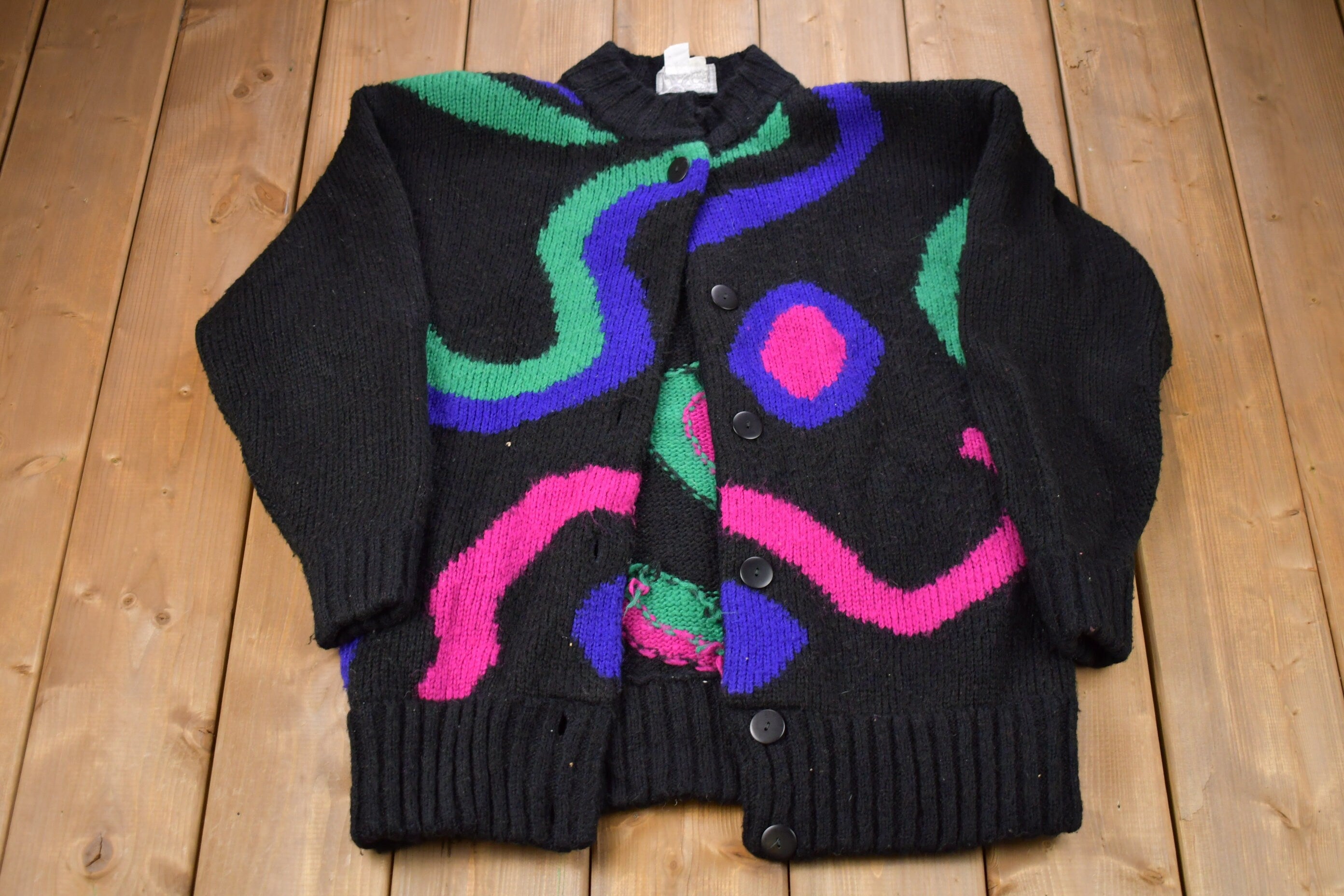 Vintage 1990s Joyce Abstract Swirls Knitted Sweater
