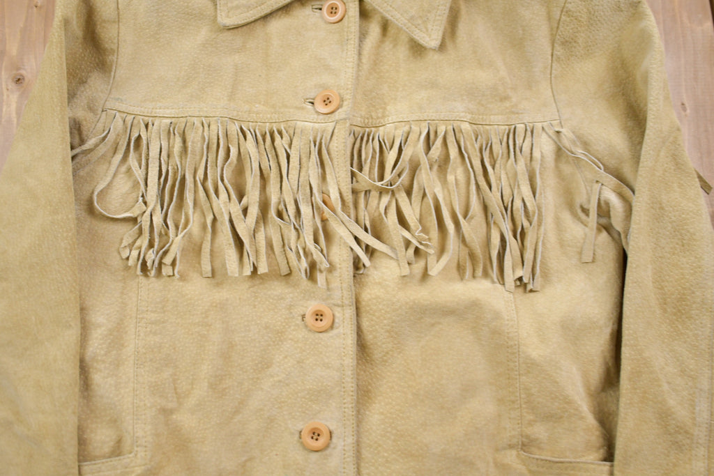 Vintage 1980s Suede Leather Fringe Jacket