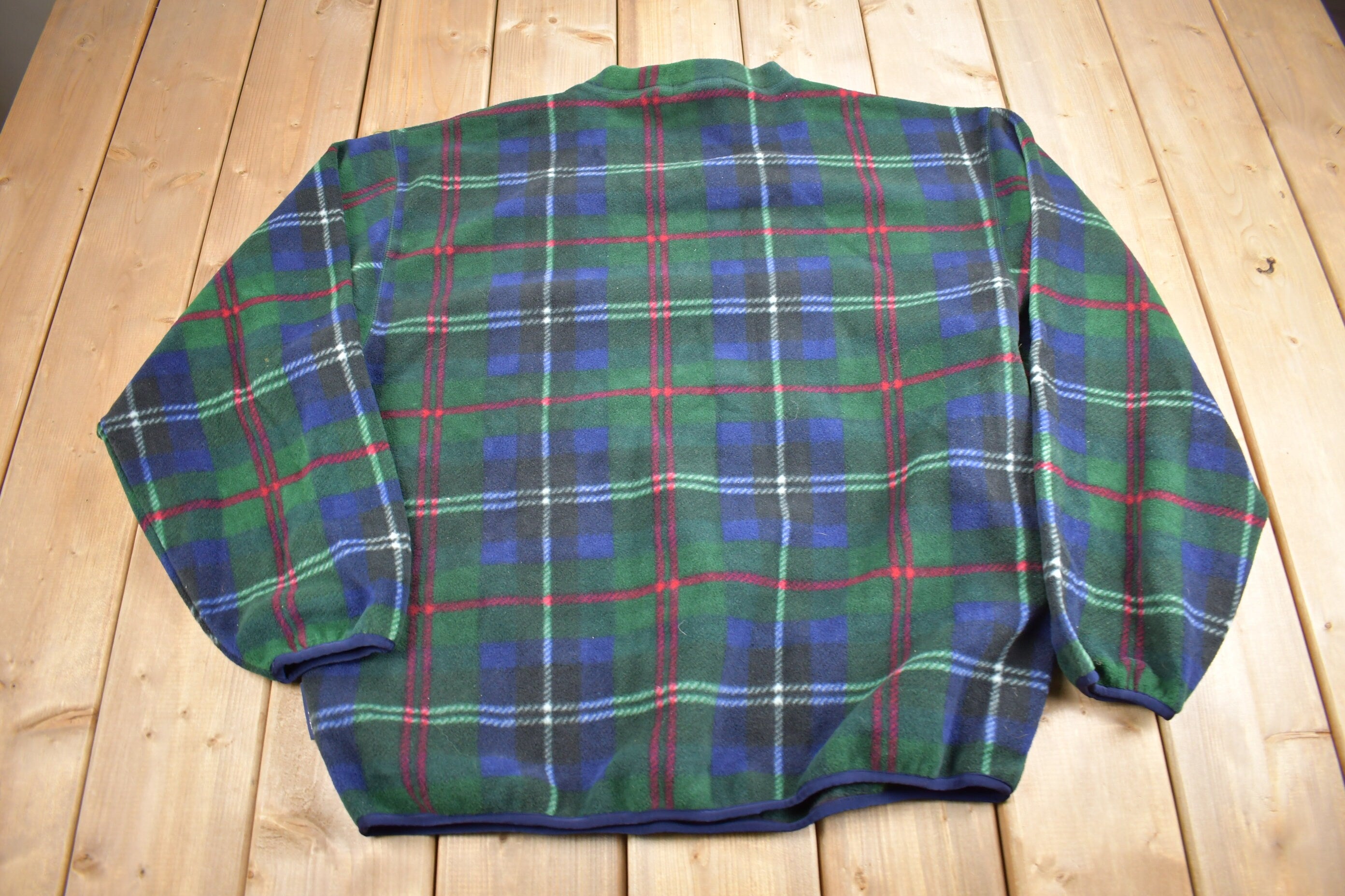 Vintage 1990s Nautica Plaid Fleece Crewneck