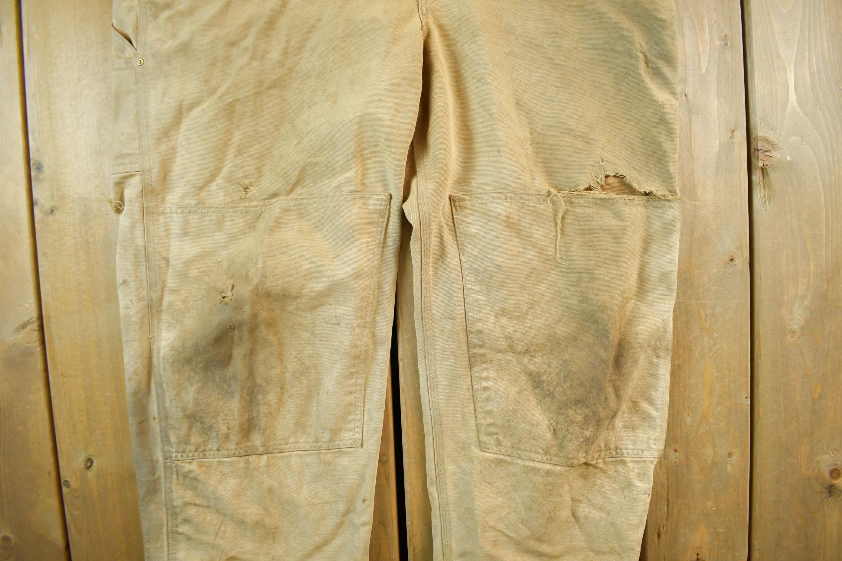 Vintage 1990s Carhartt Double Knee Canvas Overalls Size 46x27