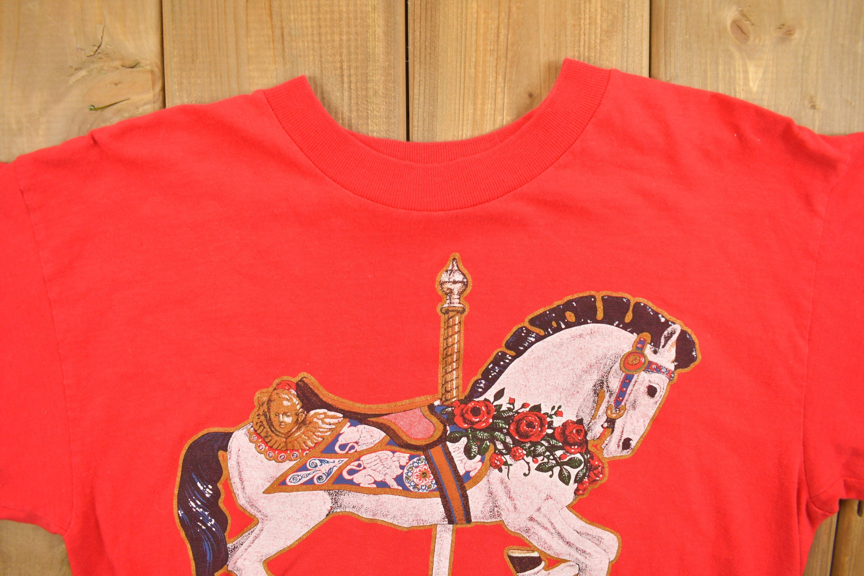 Vintage 1990s Horse Carousel Florida Souvenir T Shirt