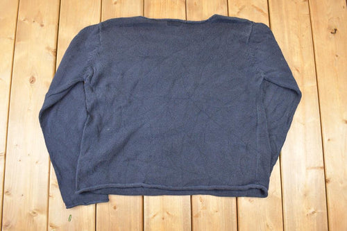 Vintage 1990s Nautica Jeans Company Screen Print Knit Crewneck Sweater Women's L / 90s Knitted Sweatshirt / Vintage Preppy Knits