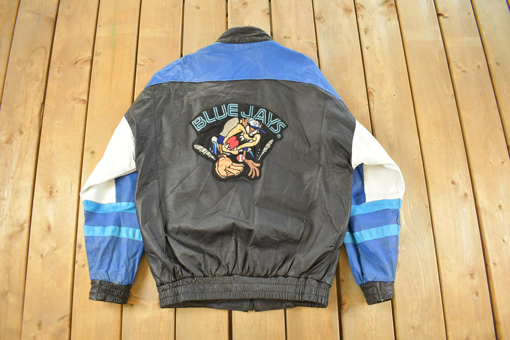 Vintage 1990s Toronto Blue Jays Looney Tunes Leather Jacket Men's Large
