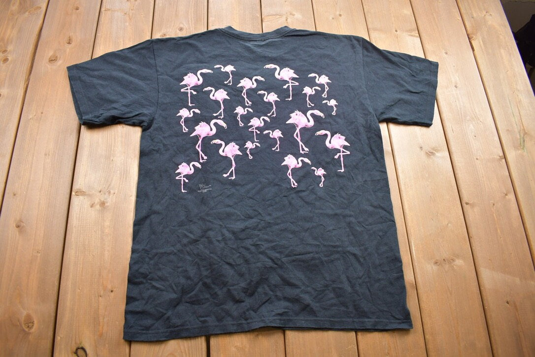 Vintage 2002 Wild Cotton Pink Flamingo Bird Theme Graphic T-Shirt