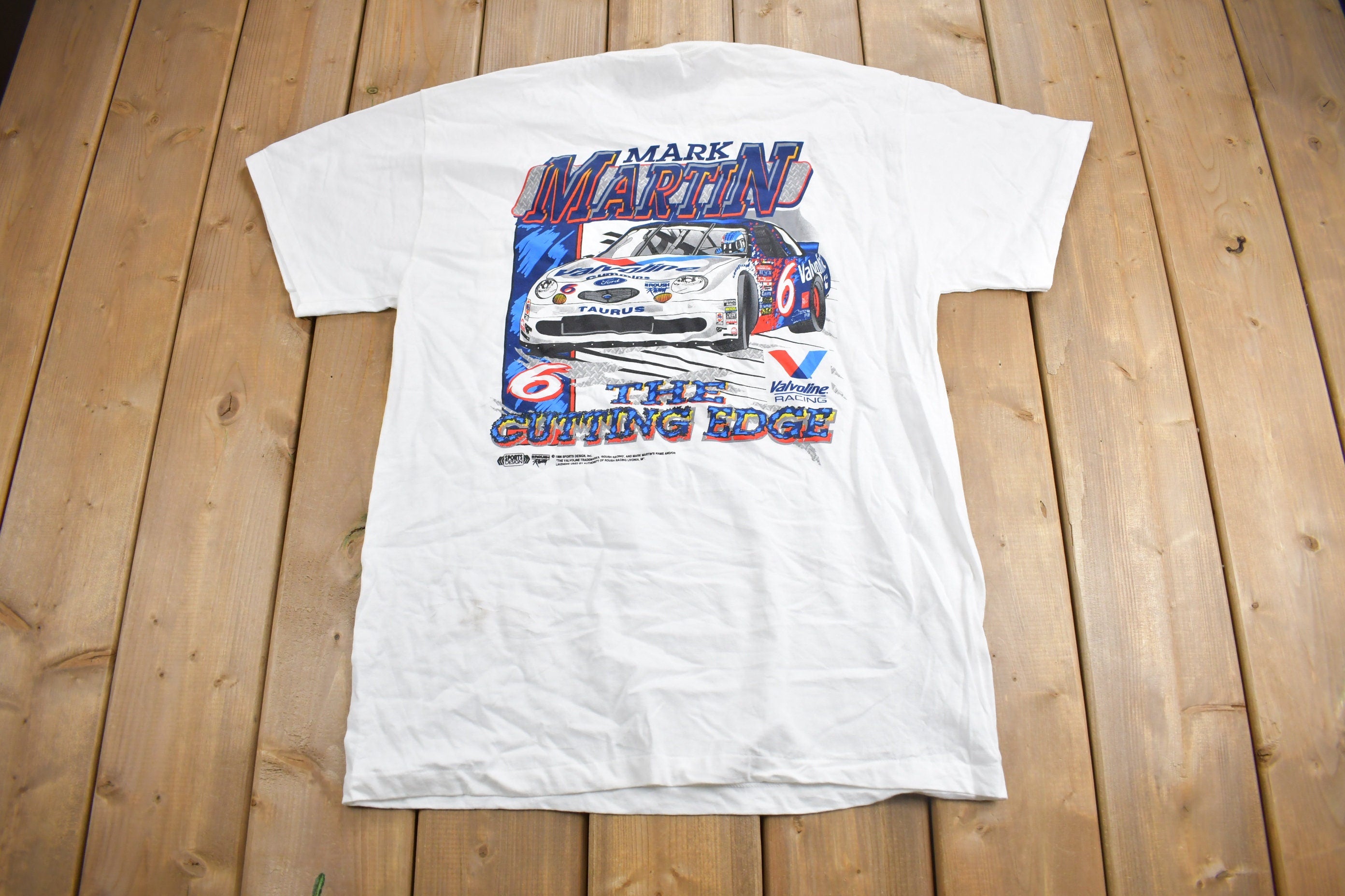 Vintage 1996 Mark Martin The Cutting Edge Racing Graphic T Shirt