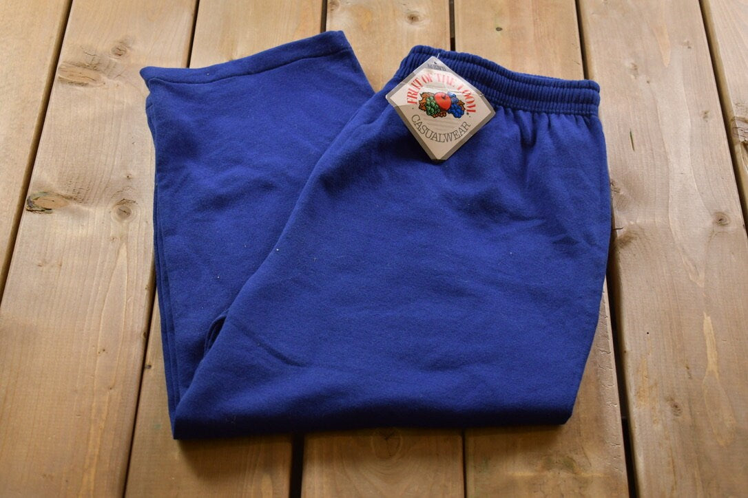 Vintage 1990s Blank Blue Fruit Of The Loom Sweat Pants Size XL