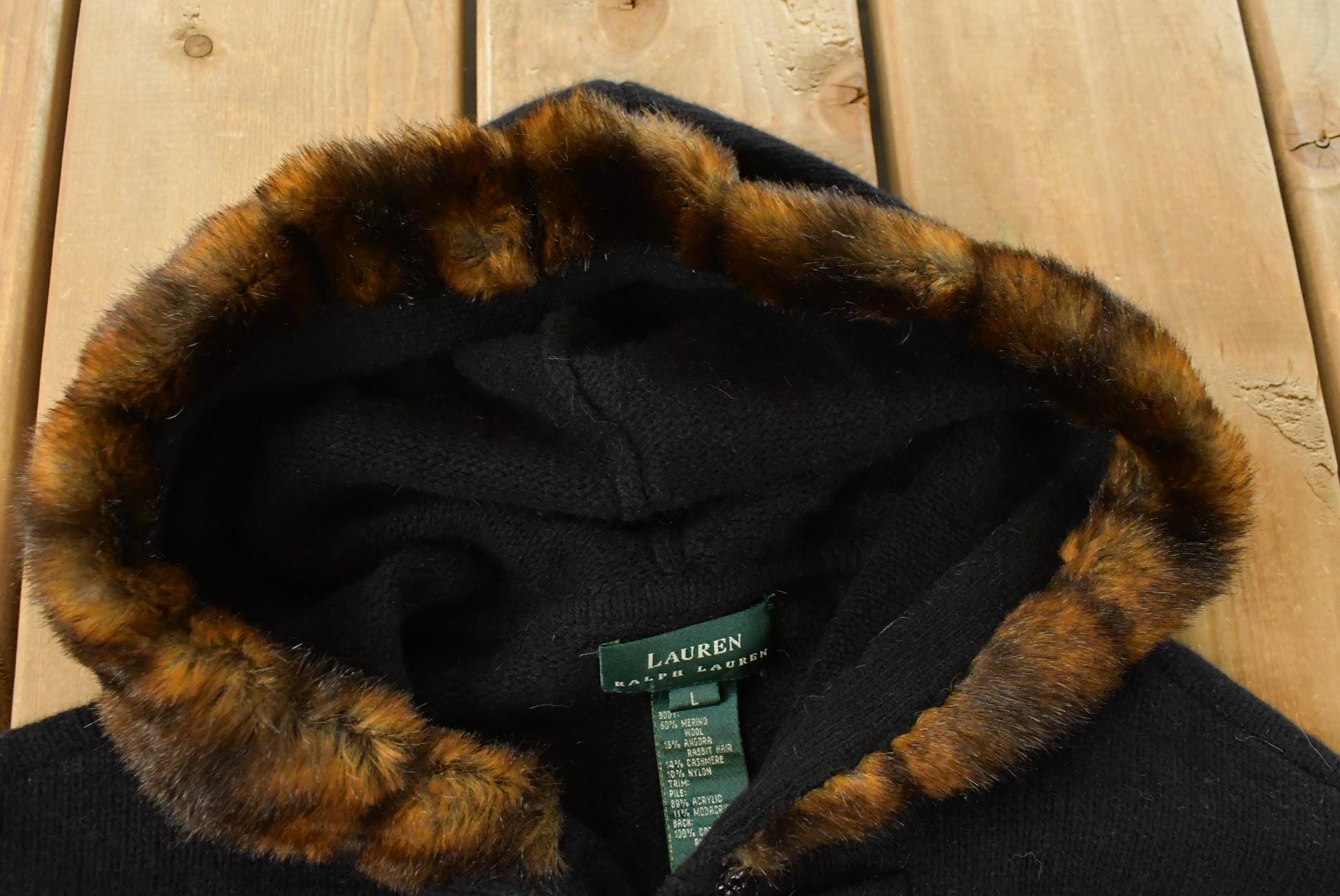 Vintage 1990s Lauren Ralph Lauren Knit Hooded Wool Sweater Women's L