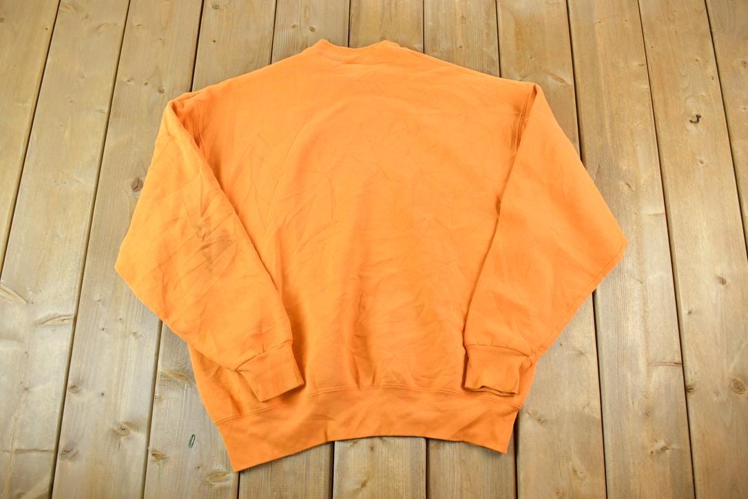 Vintage 1990s Blank Orange Heavyweight Crewneck Sweatshirt Made In USA