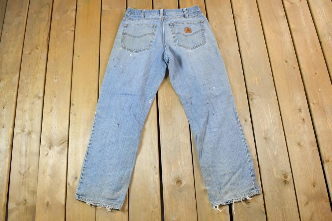 Vintage 1990s Carhartt Denim Distressed Jeans Size 32 x 32