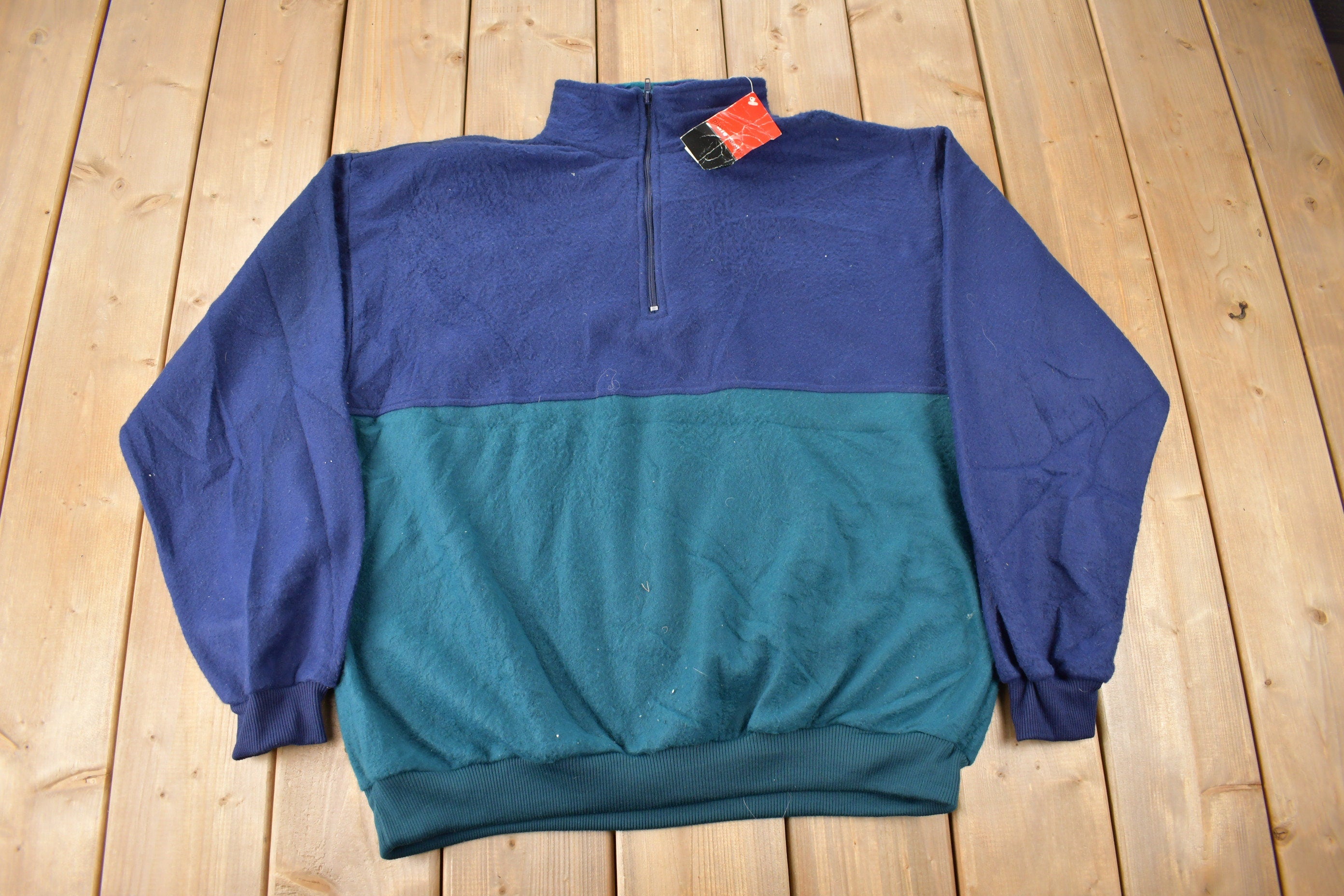 Vintage 1990s Pierre Cardin Deadstock Quarter Zip Fleece Sweater Size XL