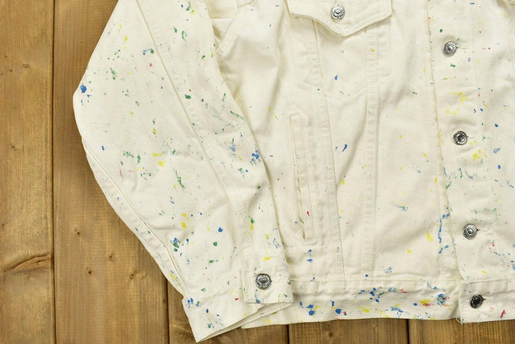 Vintage 1990s Levi's Confetti Painted Denim Jean Jacket