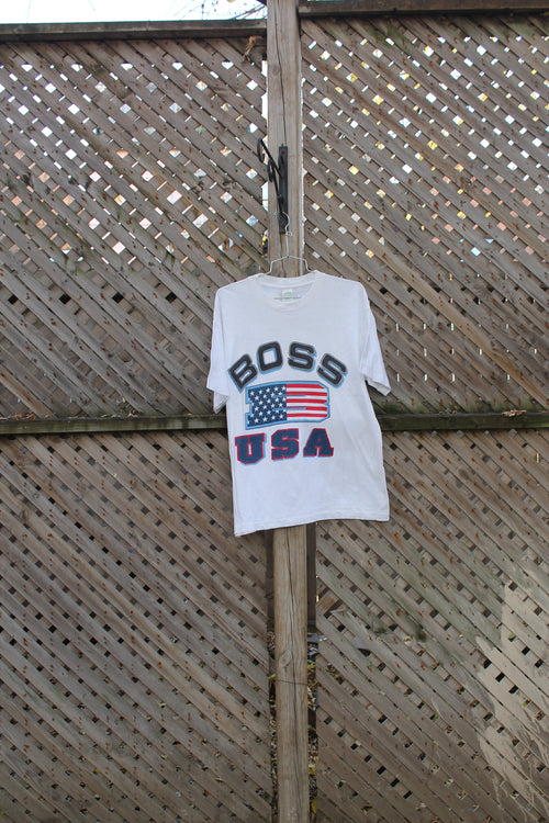 Vintage 1990s Boss USA Graphic T Shirt / American Flag / 80s / 90s / Streetwear Fashion / Patriotic