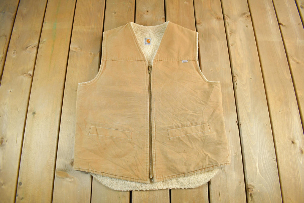 Vintage 1980s Carhartt Sherpa Lined Vest Jacket Mens Large Tall