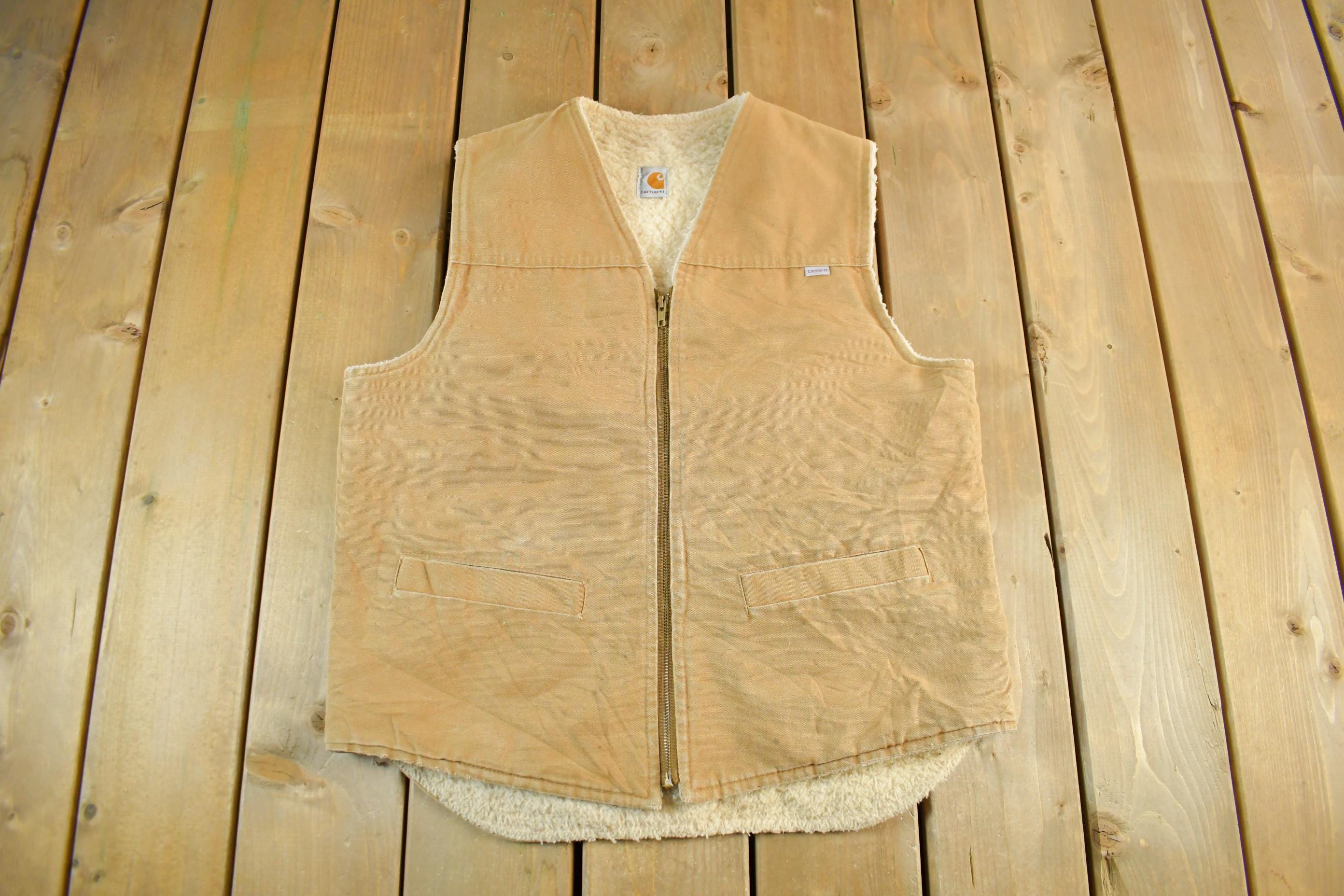 Vintage 1980s Carhartt Sherpa Lined Vest Jacket Mens Large Tall