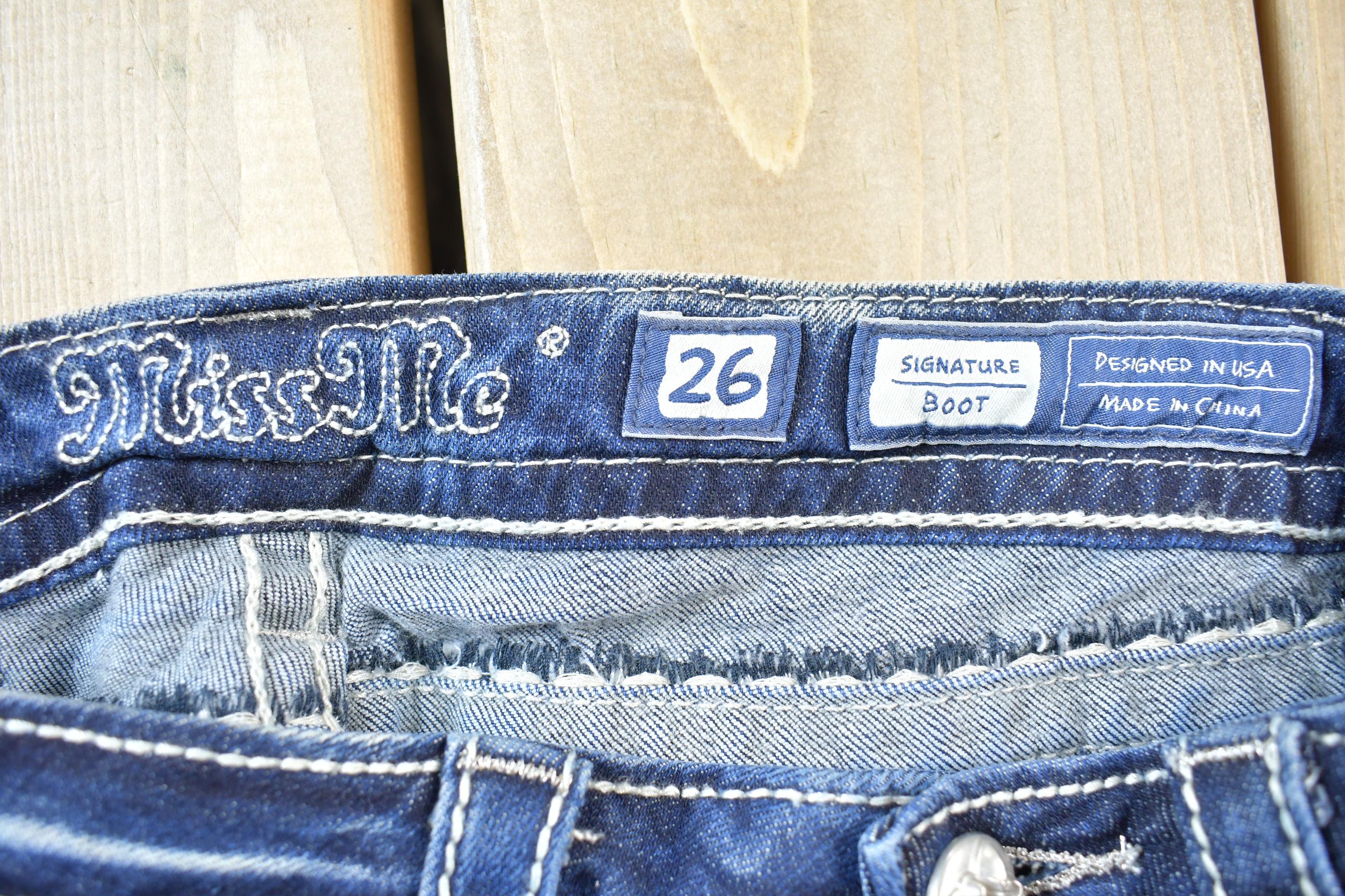 Vintage Y2K Miss Me Bedazzled Low Rise Jeans Size 26x33