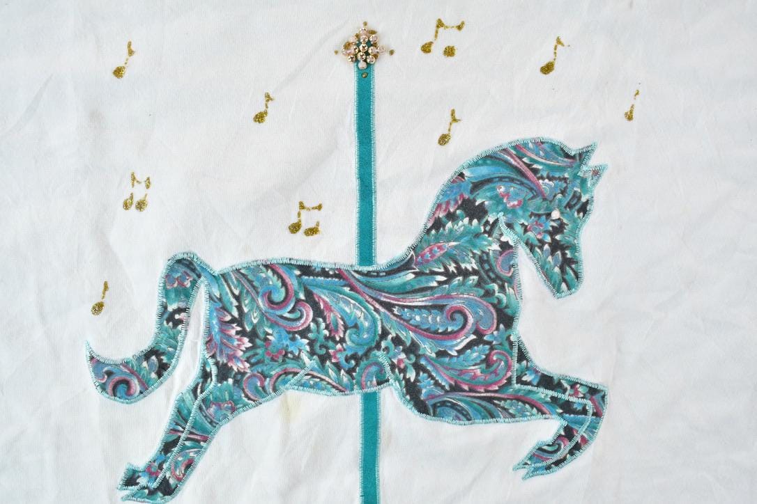 Vintage 1990s Unicorn Carousel Graphic T-Shirt  Single Stitch  Streetwear  Nature T-Shirt  Outdoorsman T Shirt