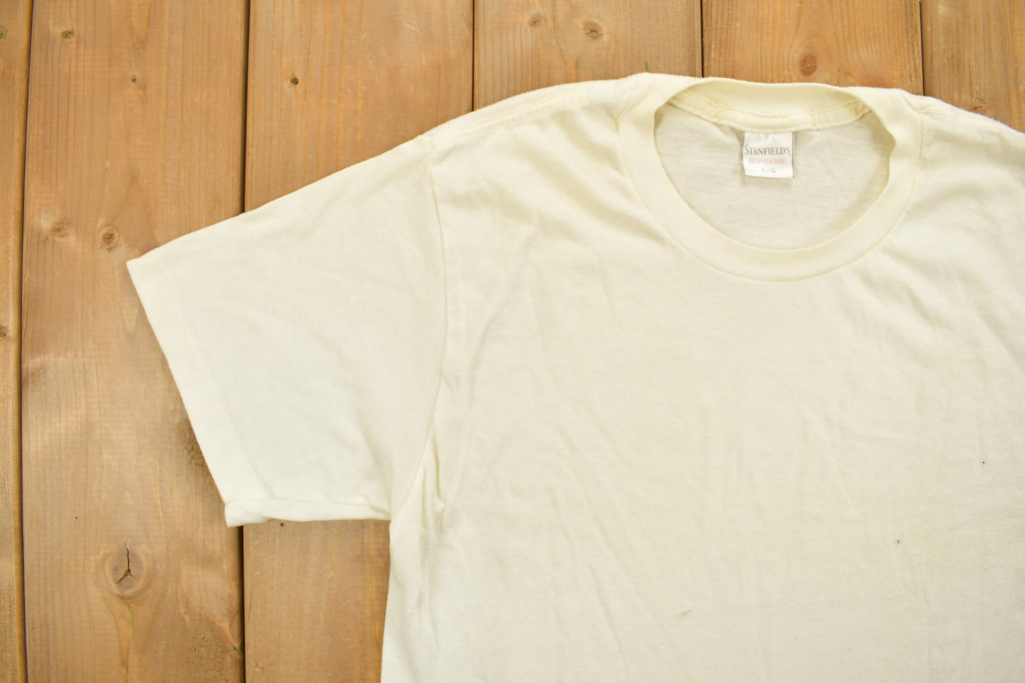 Vintage 1980s Blank White T Shirt / Made in USA / Vintage T Shirt / Streetwear / Single Stitch / Raglan / Vintage Blank / Stanfields