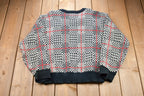 Vintage 1990s Plaid Houndstooth Knitted Sweater