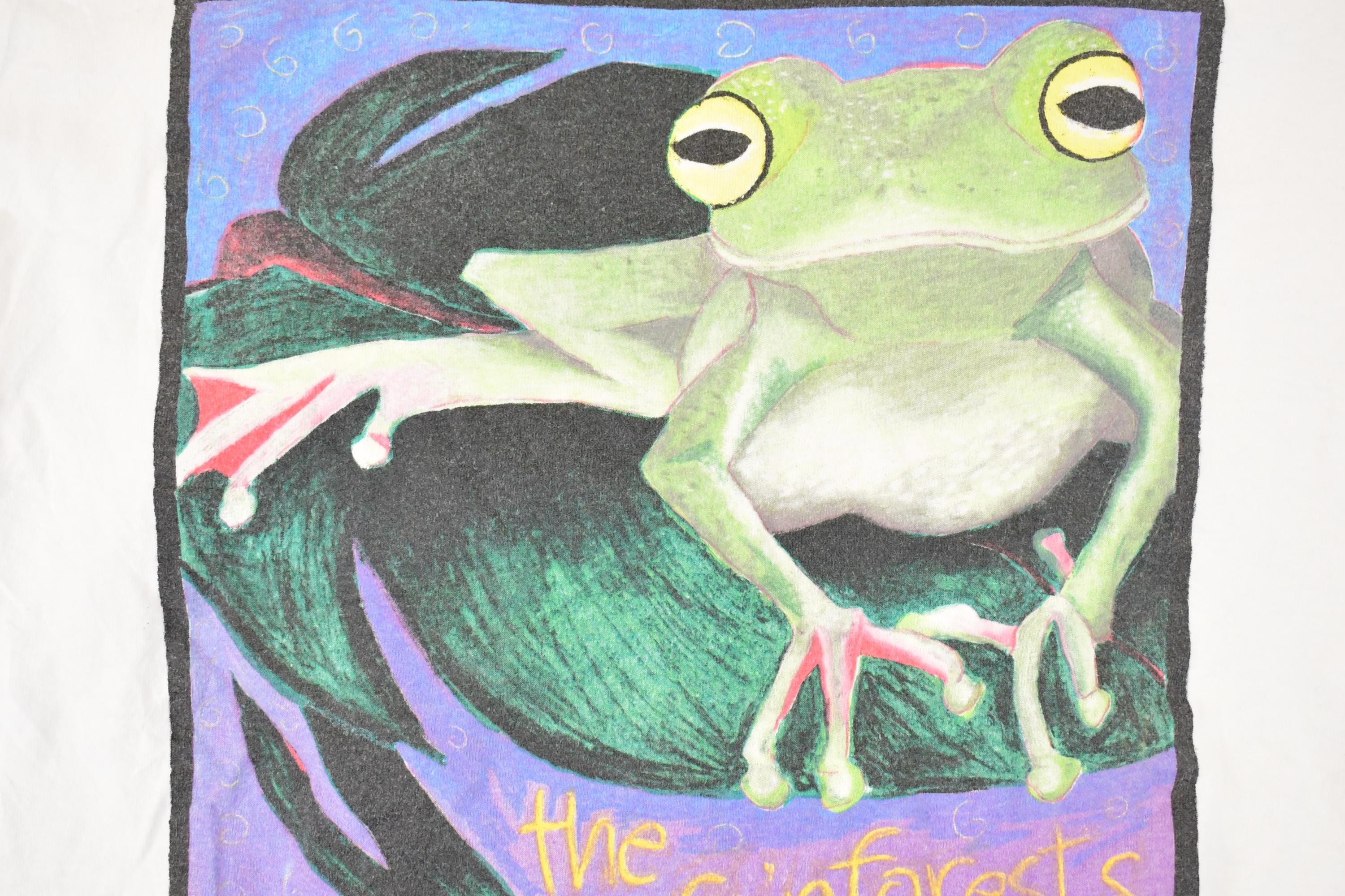 Vintage 1990s Rainforest Endangered Frog Souvenir Travel T-Shirt Men's S