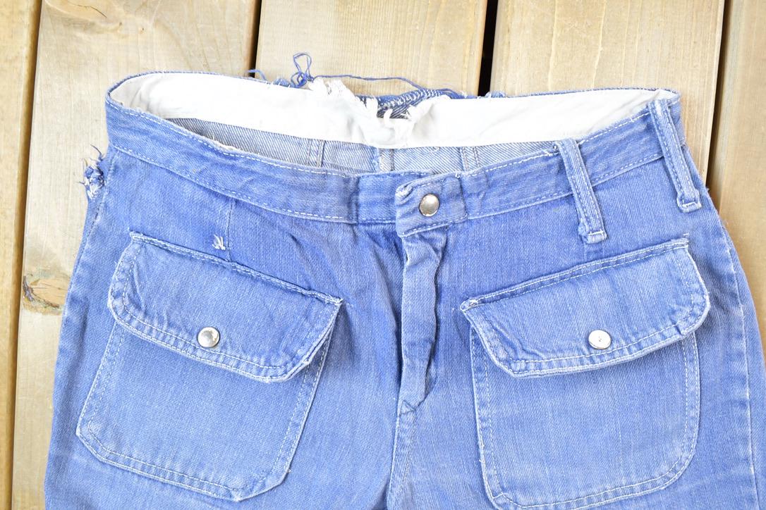 Vintage 1960s Bell Bottom Denim Festival Hippie Jeans Size 28 x 28 Made In USA