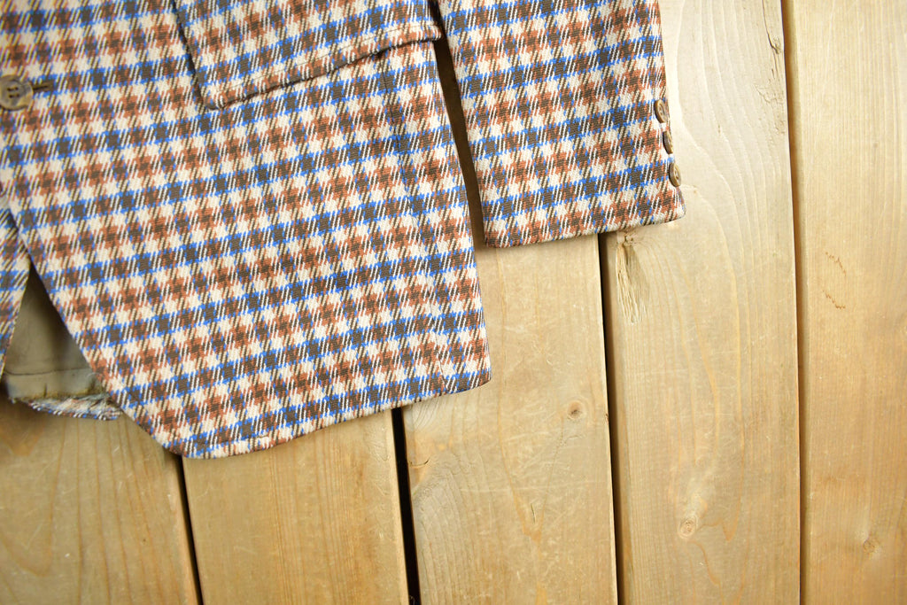 Vintage 1970s Towncraft Wool Plaid Blazer Jacket Men's S-M