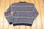 Vintage 1990s Concrete Abstract Knit Crewneck Sweater Mens L