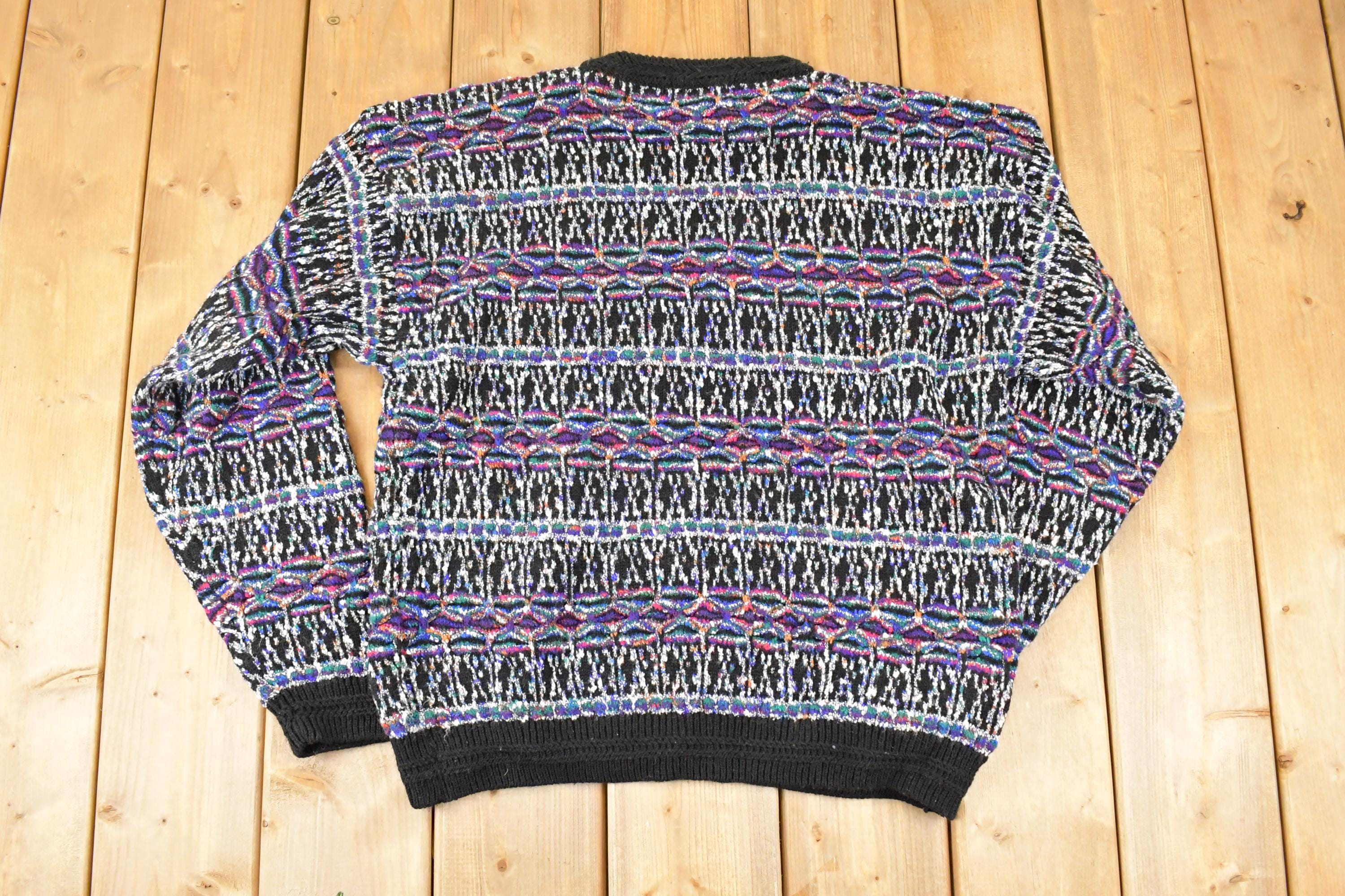 Vintage 1990s Concrete Abstract Knit Crewneck Sweater Mens L