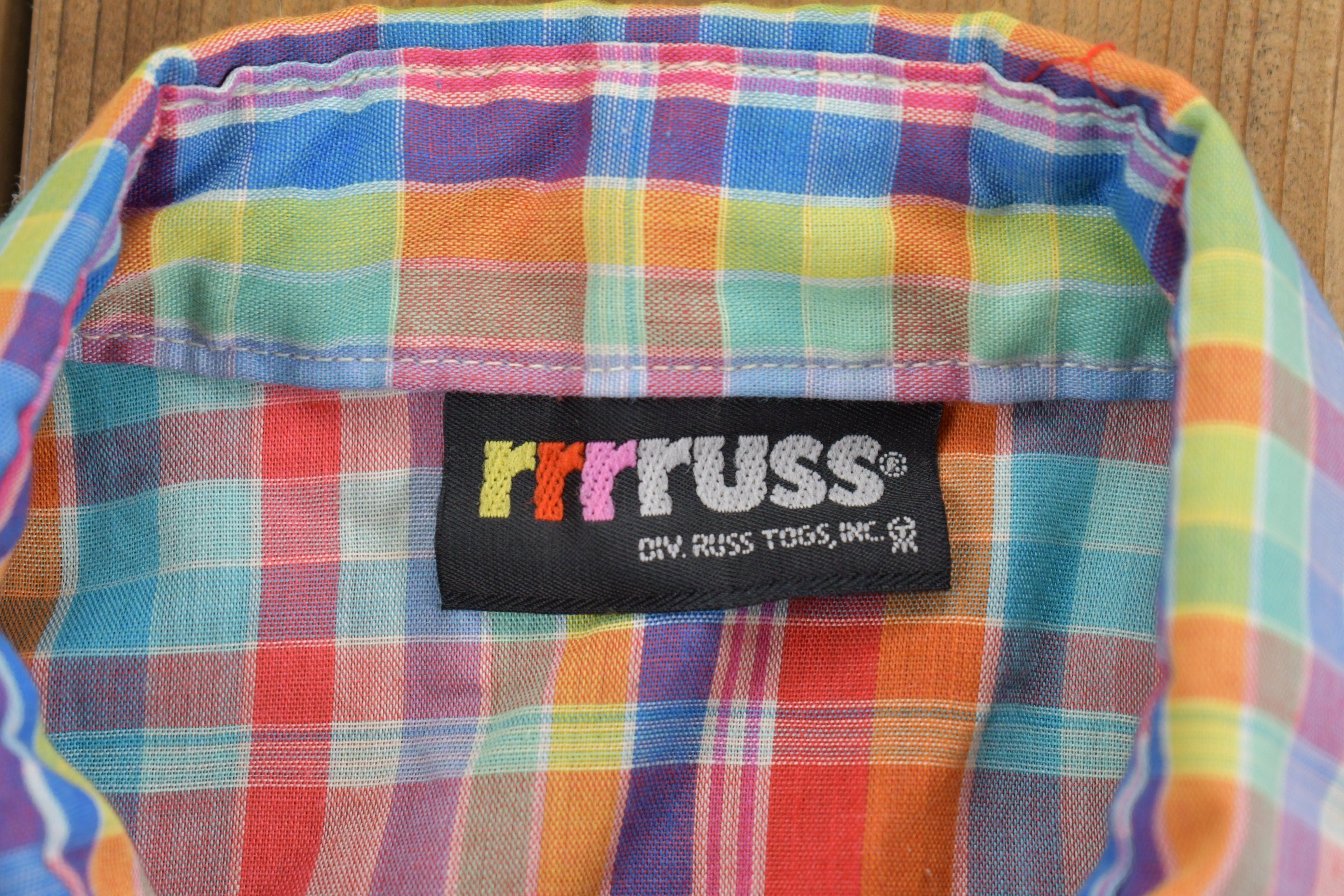 Vintage 1980s rrrRuss Plaid Button Up Shirt