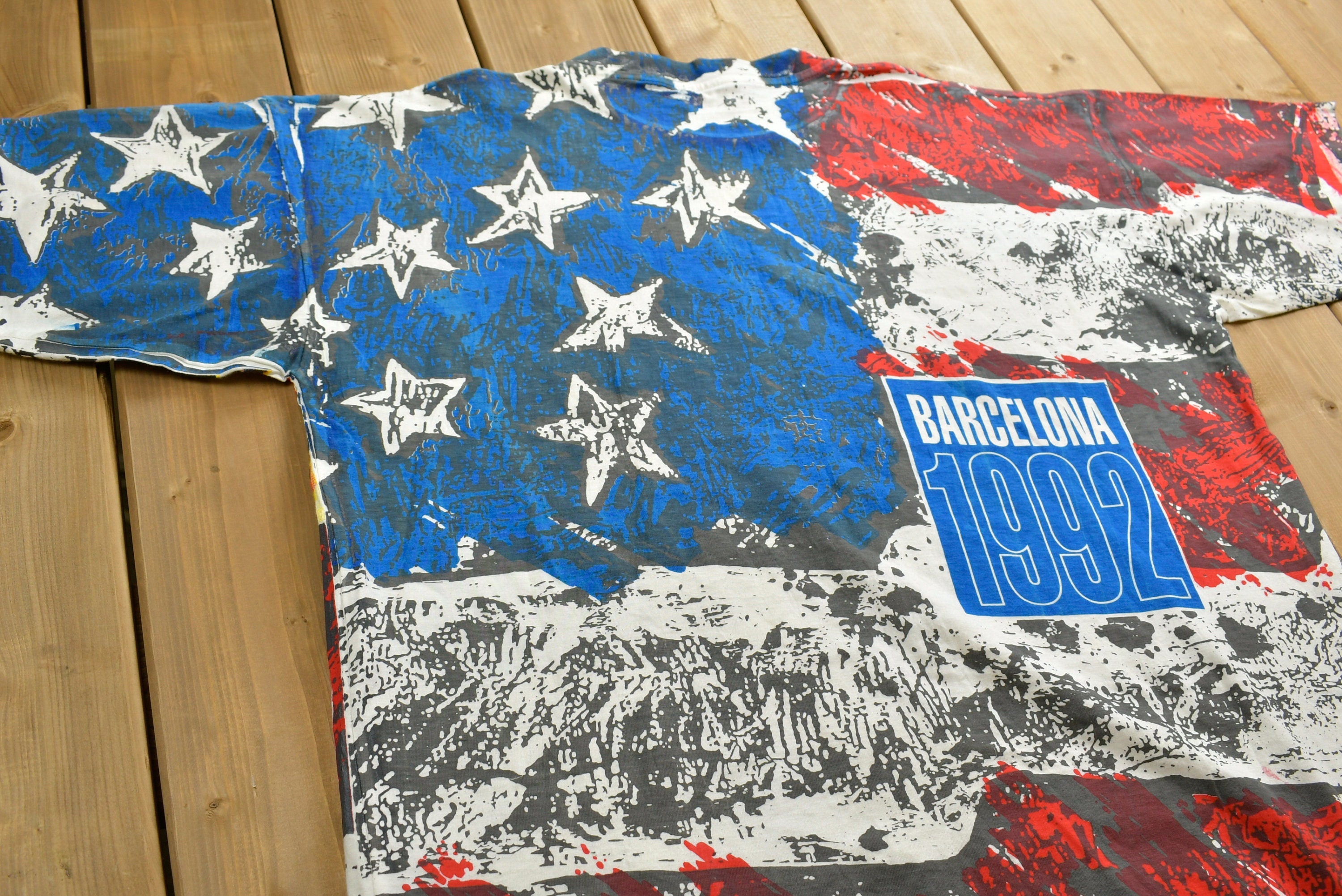 Vintage 1992 Barcelona Olympics All Over Print T-shirt