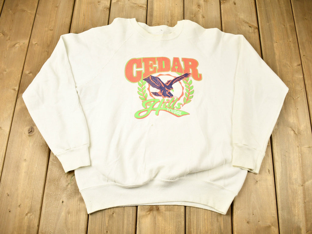 Vintage 1980s Cedar Hills School Raglan Crewneck Sweatshirt