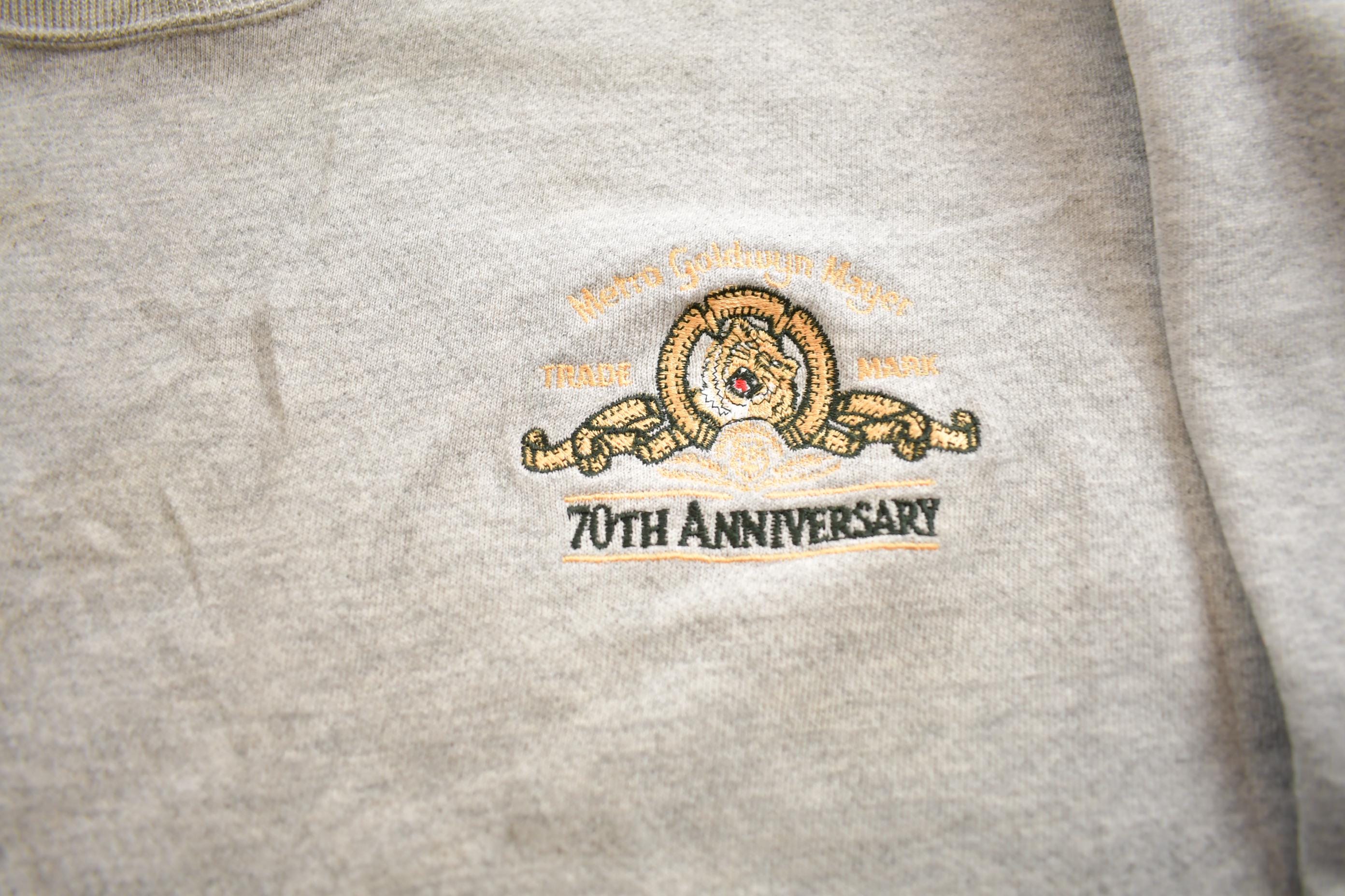 Vintage 1990s Metro Goldwyn Mayer 70th Anniversary Embroidered Crewneck Sweatshirt Made In USA