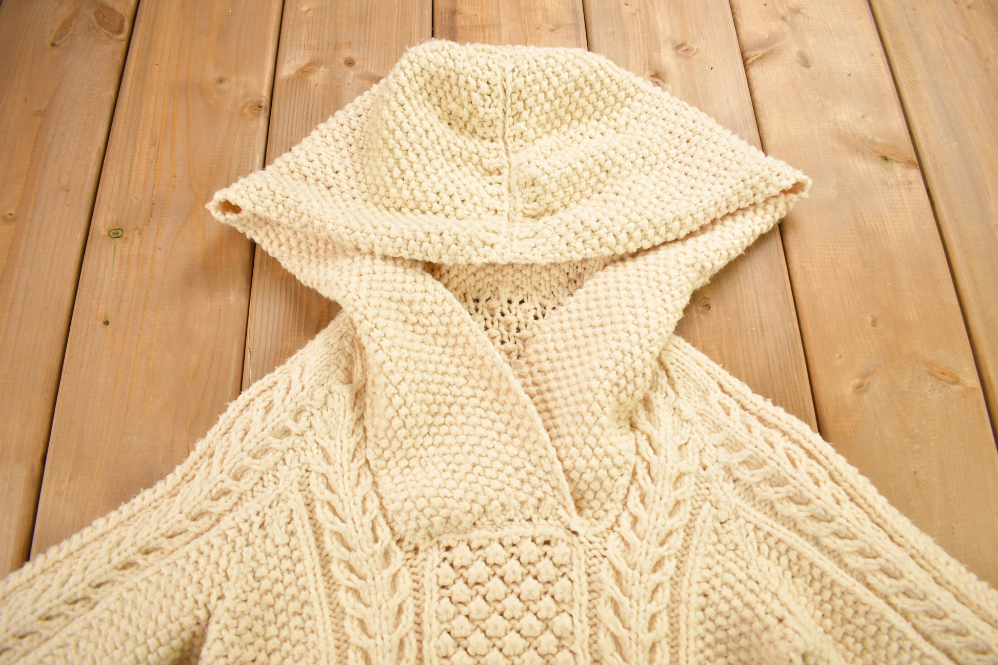 Vintage 1980s 3D Cable Knit Hoodie