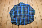 Vintage 1990s Blue And Green Plaid Flannel Button Up Shirt