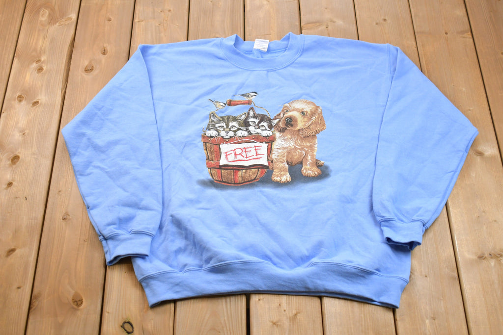 Vintage 1990s Cute Dog & Kitten Crewneck