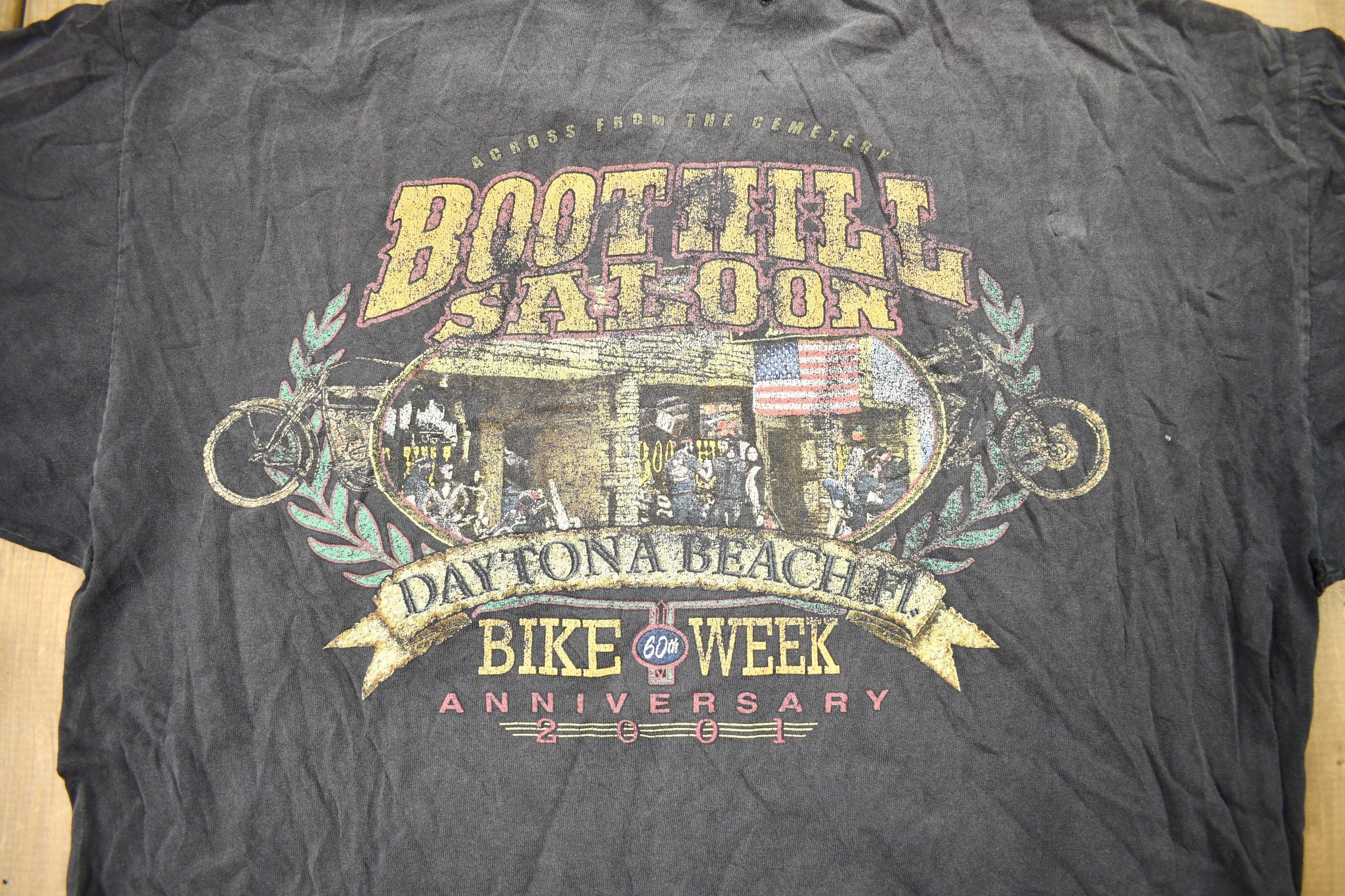 Vintage 2001 Boot Hill Saloon Daytona Beach Florida Bike Week T-Shirt