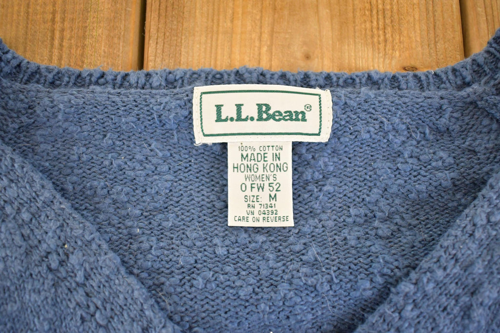 Vintage 1990s LL Bean Cable Knit Cardigan Sweater Women's M / Preppy Knit Cardigan / Fancy Knit Vintage Cardigan