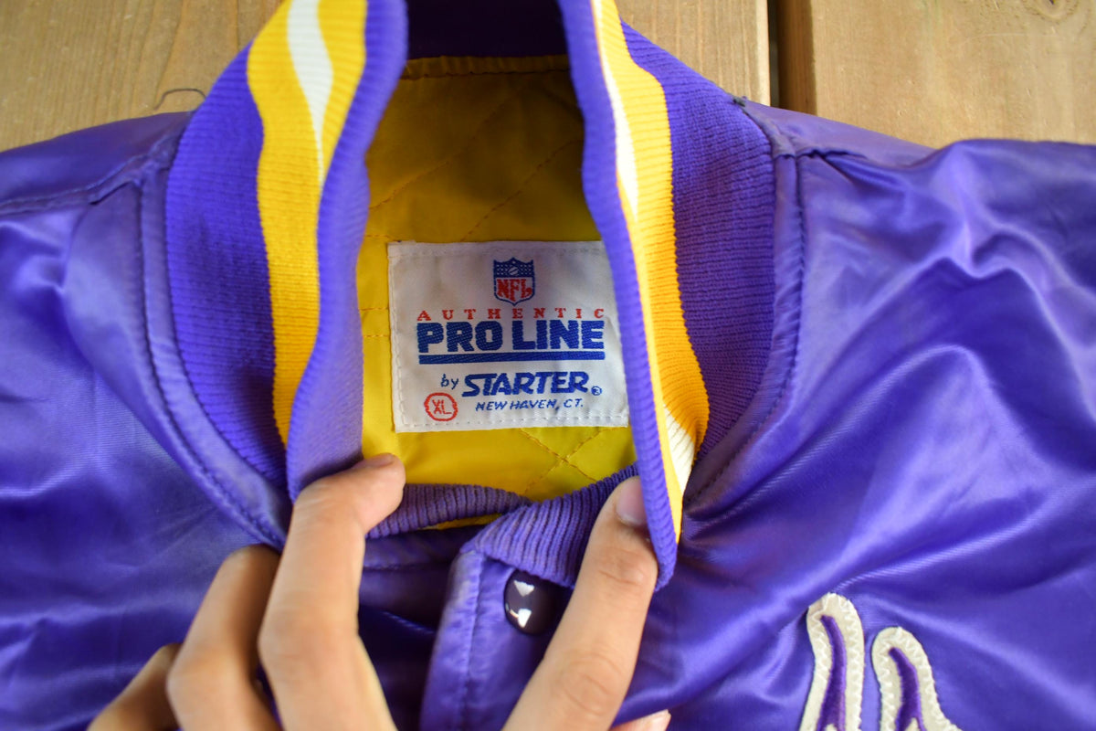 Vintage 1990s Minnesota Vikings Team Starter Pro Line NFL Satin Snap On Jacket