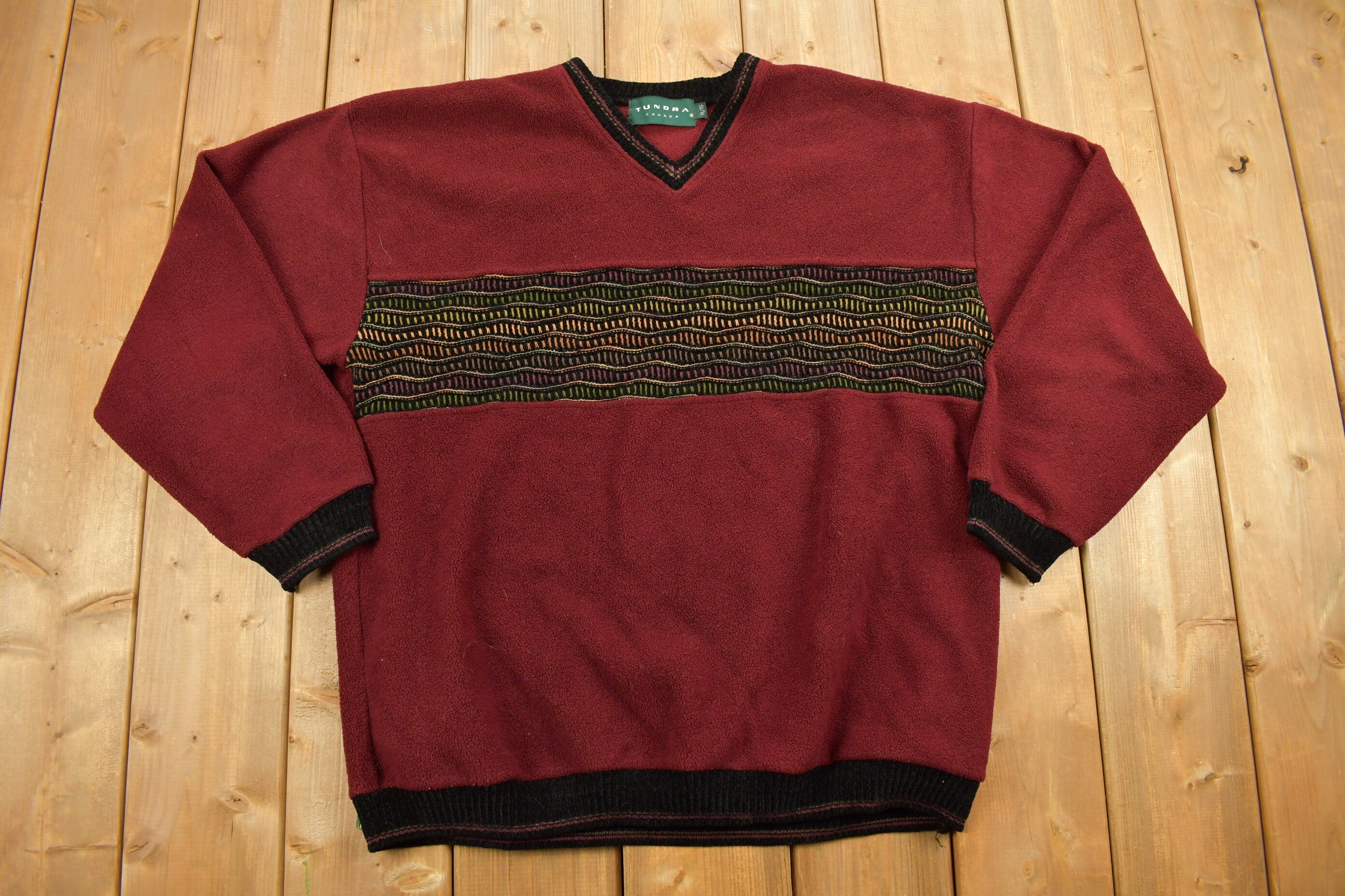 Vintage 1990s Tundra Canada V Neck Knitted Sweater