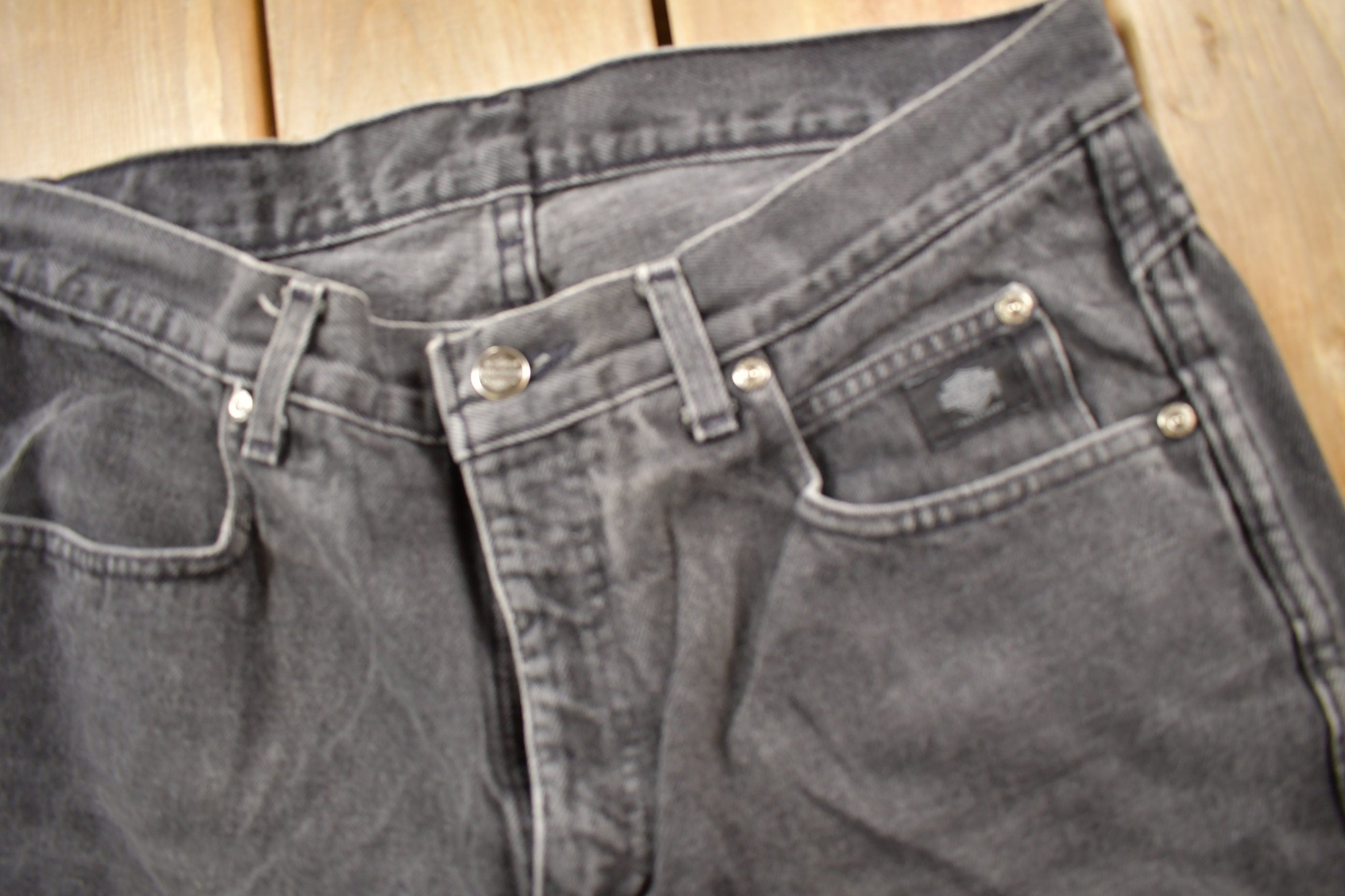 Vintage 1990s Harley Davidson Denim Black Wash Jeans Size 32 x 31